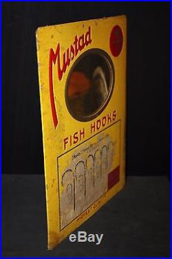 Fish hook vintage 38 sign MIRROR store advertising trade lure flies bait fishing