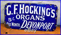 G. F. Hockings musical enamel sign early advertising mancave decor metal vintage