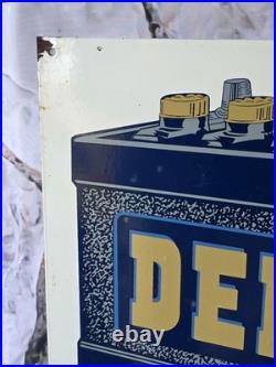 GIANT VINTAGE DELCO AMERICA'S NO. 1 BATTERY PORCELAIN SIGN 24x20