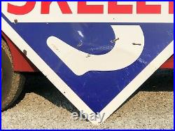 GUARANTEED ORIGINAL Vintage 7' SKELLY Gas OIL Sign PORCELAIN Garage Mancave OLD