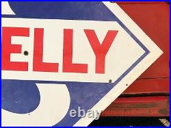 GUARANTEED ORIGINAL Vintage 7' SKELLY Gas OIL Sign PORCELAIN Garage Mancave OLD