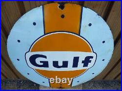 GULF porcelain sign advertising vintage gasoline 20 oil gas USA Le Mans racing