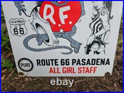 Giant 1963 Vintage Route 66 California Pure Oil Company Porcelain Sign 16 X 12 Giant 1963 Vintage Route 66 California Pure Oil Company Porcelain Sign 16 X 12