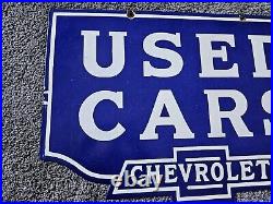 Giant Vintage 1950's Chevrolet Double-sided Porcelain Sign 30 X 20