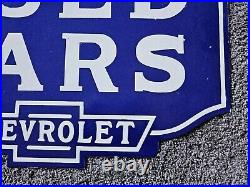 Giant Vintage 1950's Chevrolet Double-sided Porcelain Sign 30 X 20