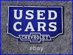 Giant Vintage 1950's Chevrolet Double-sided Porcelain Sign 30 X 20