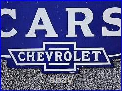 Giant Vintage 1950's Chevrolet Double-sided Porcelain Sign 30 X 20