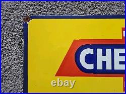 Giant Vintage 1950's Chevrolet Parts & Service Porcelain Sign 36 X 18