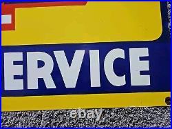 Giant Vintage 1950's Chevrolet Parts & Service Porcelain Sign 36 X 18