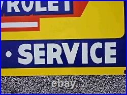 Giant Vintage 1950's Chevrolet Parts & Service Porcelain Sign 36 X 18