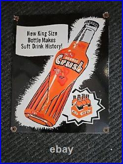 Giant Vintage 1950's Orange Crush 16 X 13 Porcelain Gas Station Sign