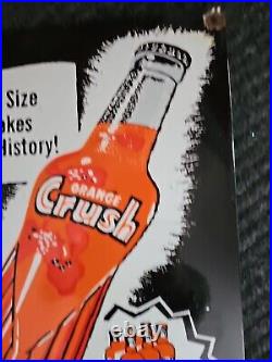 Giant Vintage 1950's Orange Crush 16 X 13 Porcelain Gas Station Sign