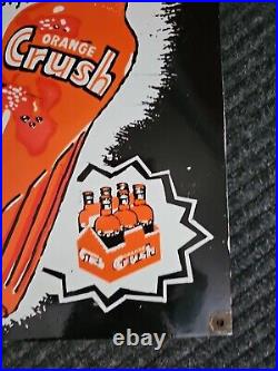 Giant Vintage 1950's Orange Crush 16 X 13 Porcelain Gas Station Sign