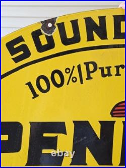 Giant Vintage 1950's Pennzoil Porcelain Sign 30 X 20