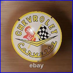 Giant Vintage 1963 Chevrolet Corvette Double-sided Porcelain Sign Only On Ebay