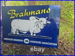 Giant Vintage American Brahman Breeders Assoc. Porcelain Sign Porcelain Sign Giant Vintage American Brahman Breeders Assoc. Porcelain Sign Porcelain Sign