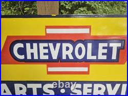 Giant Vintage Chevrolet Parts & Service Porcelain Sign 36 X 18