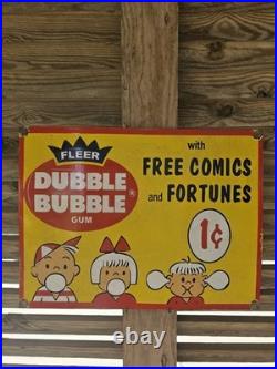 Giant Vintage Fleer Dubble Bubble Gum One Cent Porcelain Sign 24 X 18