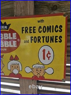 Giant Vintage Fleer Dubble Bubble Gum One Cent Porcelain Sign 24 X 18