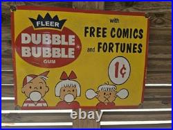 Giant Vintage Fleer Dubble Bubble Gum One Cent Porcelain Sign 24 X 18