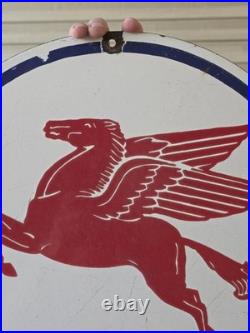 Giant Vintage Mobiloil Pegasus Porcelain Gas Station Sign 24x 22