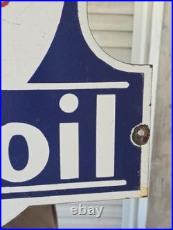 Giant Vintage Mobiloil Pegasus Porcelain Gas Station Sign 24x 22