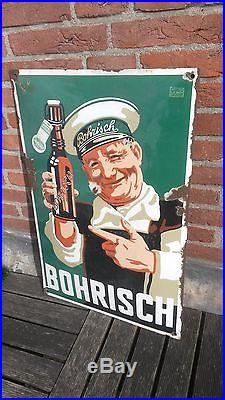 Great, vintage enamel /porcelain beer sign, BOHRISCH beer, breweriana, café, bar