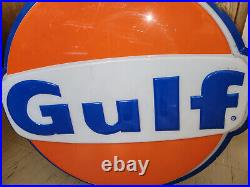 Gulf Vintage Large Illuminated One Sided Gas Station Sign