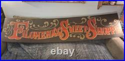 HAND-PAINTED 45 Years Ago! 8 ft long x 22 Alum Sign Vintage! CANDY SHOP in NY