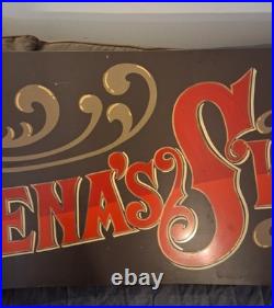HAND-PAINTED 45 Years Ago! 8 ft long x 22 Alum Sign Vintage! CANDY SHOP in NY