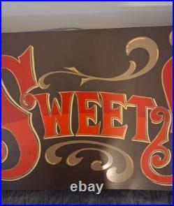 HAND-PAINTED 45 Years Ago! 8 ft long x 22 Alum Sign Vintage! CANDY SHOP in NY
