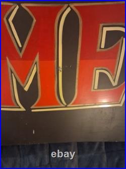 HAND-PAINTED 45 Years Ago! 8 ft long x 22 Alum Sign Vintage! CANDY SHOP in NY