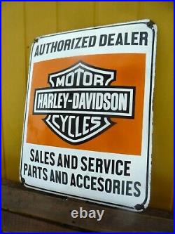 HARLEY Dealer Porcelain Sign Vintage Motorcycle Advertising 24 Collectible USA