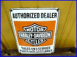 HARLEY Dealer Porcelain Sign Vintage Motorcycle Advertising 24 Collectible USA