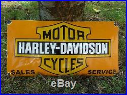 HARLEY Porcelain Sign Vintage Motorcycle Advertising 23 Domed Collectible Biker