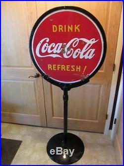 HUGE Vintage 1938 Porcelain Coca-Cola Stand Double Sided Sign Antique Coke 8384