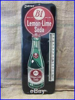 HUGE Vintage 1940s B1 Lemon Lime Soda Thermometer Sign Antique NO MERCURY 9275