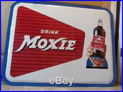 HUGE Vintage 1956 Moxie Beverage Sign 44 x 34 Antique Soda Cola Drink 9334