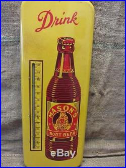 HUGE Vintage Mason Root Beer Thermometer Antique Beverage Drink Soda Cola 9119