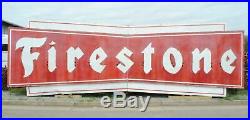 HUGE Vintage Metal Bowtie Firestone Tire Sign Double Sided Neon 30