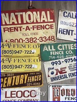 HUGE lot vintage fence signs sign metal advertising Americana California USA