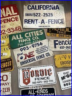 HUGE lot vintage fence signs sign metal advertising Americana California USA