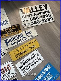 HUGE lot vintage fence signs sign metal advertising Americana California USA