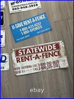 HUGE lot vintage fence signs sign metal advertising Americana California USA