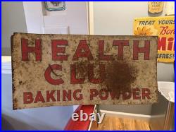 Health Club Baking Powder Vintage Advertising Sign Original Beige Red Blue DS