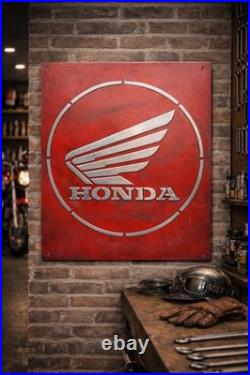 Honda Vintage Garage Metal Sign 20x24 Handmade Cast Aluminum Relief
