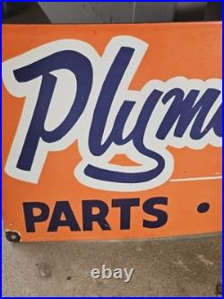 Huge Vintage Plymouth Parts And Service Roadrunner Porcelain Sign 30 X 15