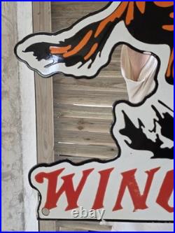 Huge Vintage Western Winchester Porcelain Sign Gun Ammo Appx 28 X 26