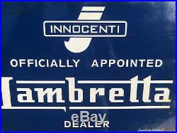 Innocenti Lambretta Dealer Porcelain Vintage Sign Italian Motor Scooter Milano
