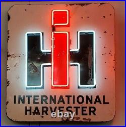 International harvester neon sign gas Oil Vintage collectable